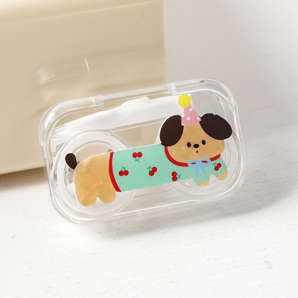 Cartoon Animal Contact Lens Case For Women Girls Portable Travel Eye Contact Lenses Box Storage Container With Mirror Tweezers