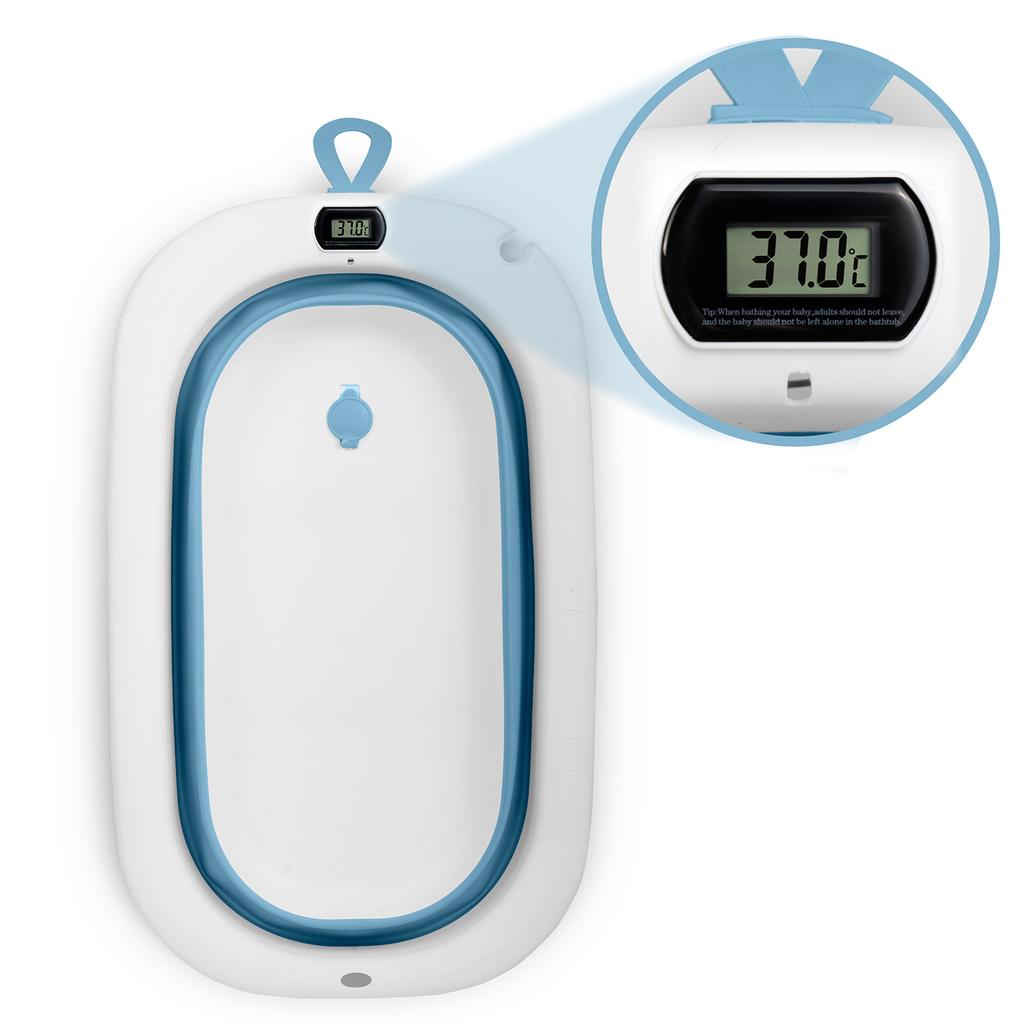 Folding Bathtub For Children, Infants With Thermometer And Insert Rk-287 White And Blue