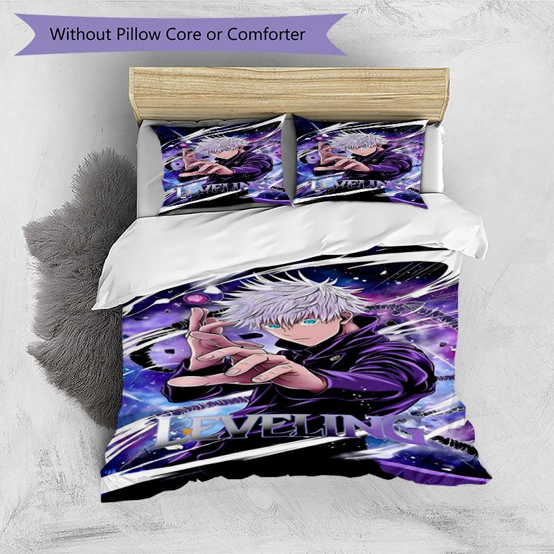 3pcs Duvet Cover Set (1*Duvet Cover + 2*Pillowcase, Without Core), Jujutsu Kaisen Print Bedding Set, Bedroom Decor, All‑Season, Birthday Gift