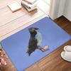 1pc Atlantic Little Swallow Print Non-Slip Doormat- Light Blue Flannel Mat, Machine Washable, Rectangular, Home Decor and Functi