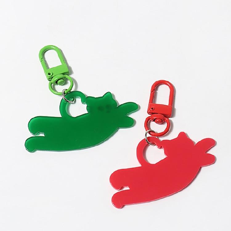 Cartoon Cat Pendant Lovely Animal Shaped Keychain Plastic Keyring Bag Ornament
