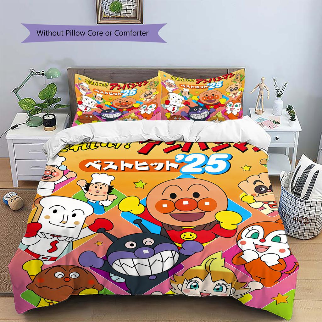 Anpanman Playful Bedding Set Duvet Cover Pillowcase No Filler, Soft Home Bedroom Decor, Perfect Gift for Fans.chl