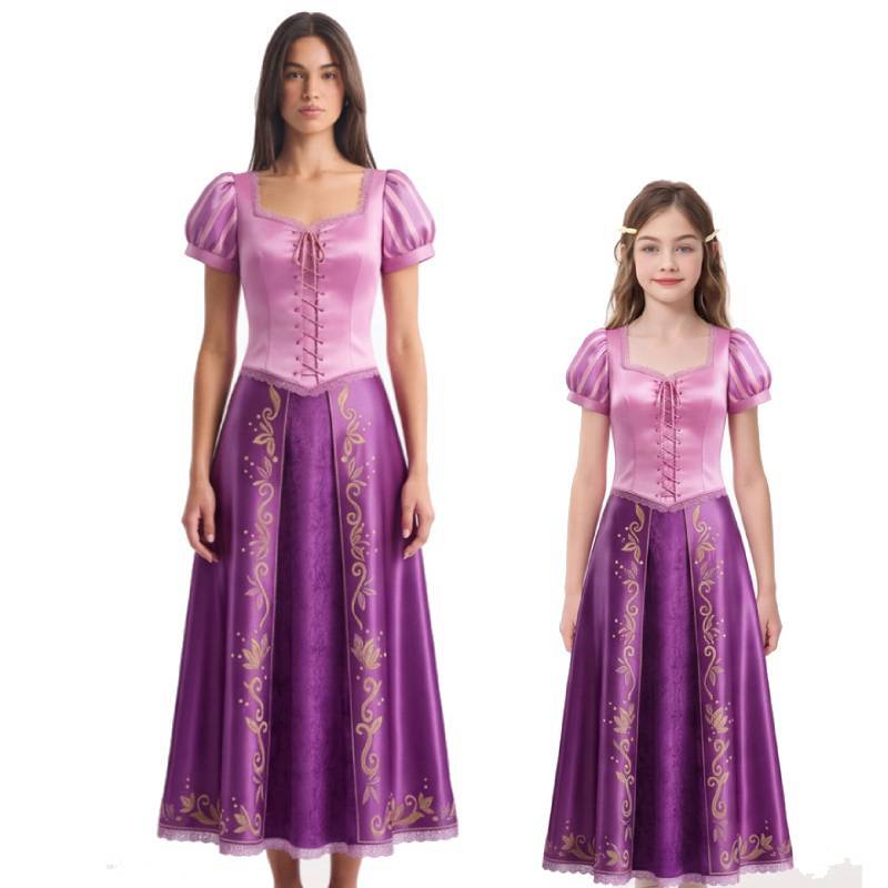 Gubancos Rapunzel Cosplay Ruha Lányoknak Szatén Szövetből Halloween Témájú Rendezvényekre