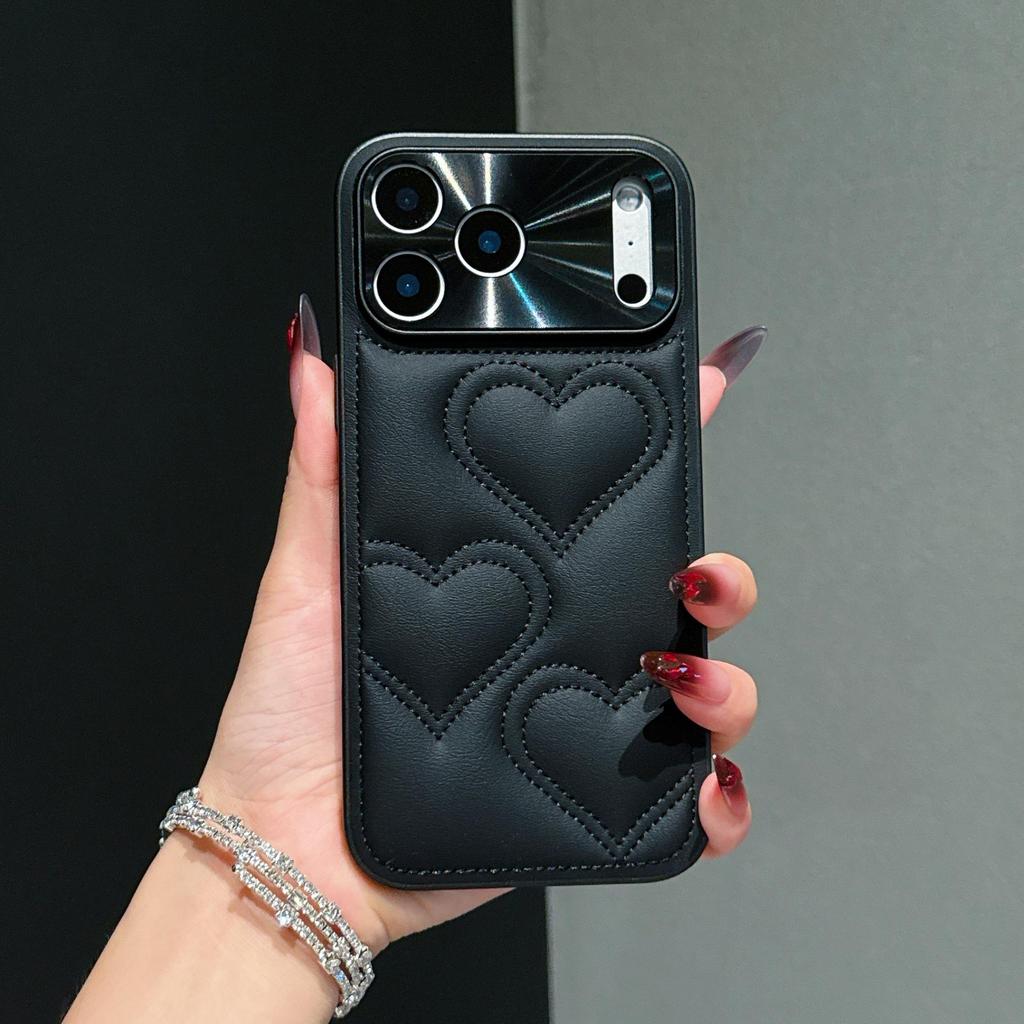 Love Heart French Style iPhone 17 Pro Max Full Coverage Protective Case with Anti-Fall Lens