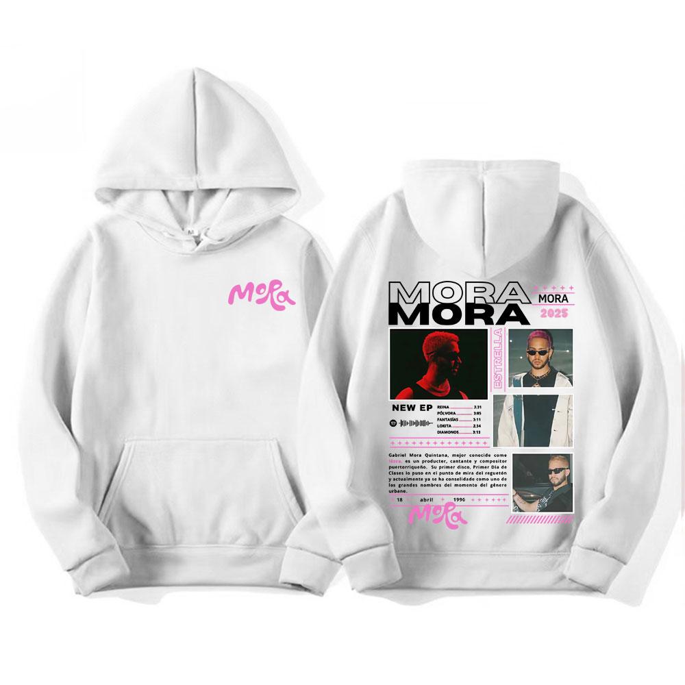 Rapper Mora Album Tour 2025 Grafik-Hoodies Herren Damen Lässiger Fleece Übergroßer Hoodie Mode Trend Hip Hop Street Sweatshirts