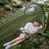 2-In-1 Camping Hammock with Mosquito Net Ultralight Parachute Nylon Hanging Bed for Outdoor Survival Travel Backyard Mosquito Net Swing Basket
