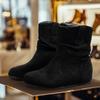 Fashion Women Flats Ankle Snow Boots Suede Shoes Mid Heels Casual Sneakers 2025 Fashion Trend Large Size Walking Non Slip Botas Mujer