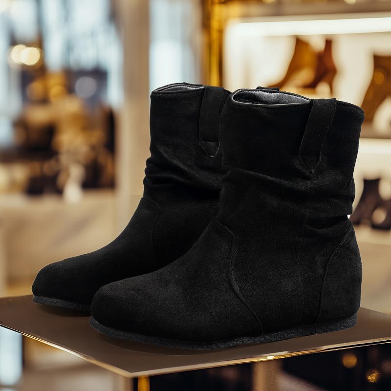 Fashion Women Flats Ankle Snow Boots Suede Shoes Mid Heels Casual Sneakers 2025 Fashion Trend Large Size Walking Non Slip Botas Mujer