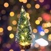 Mini Noel Ağacı Küçük Çam Ağacı Ahşap Tabanlı Noel Tatili Partisi Ev Masa Üstü Ağaç Dekoru Işıklı veya Süslemeli Ağaç