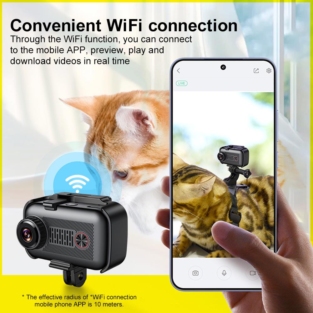 2k Ultra-high Definition Pet Collar Camera, Lightweight Action Camera