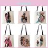 Super Cartoon Mama Cute Print Linen Tote Bag Reusable Shoulder Bags Mom And Baby Folding Women Casual Handbags Lady Fabric Totes
