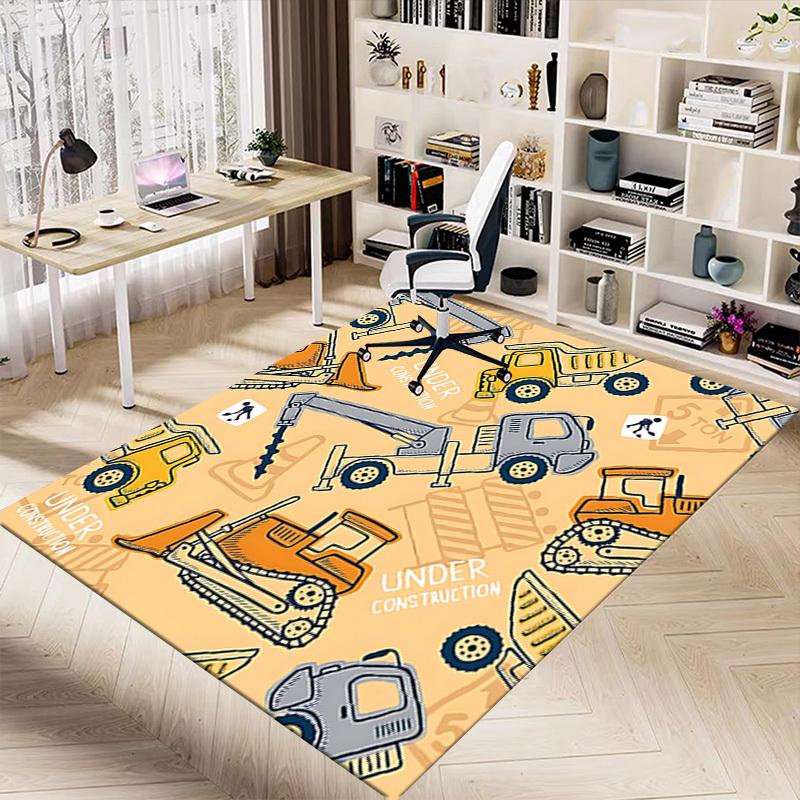 1PC construction vehicles Non-Slip Floor carpet, Office, family, bedroom, Studio - Large Area Rug, Vibrant Colors, Longlasting Material-X402