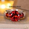 Vintage Female Red Crystal Jewelry Cute Silver Color Wedding Rings For Women Luxury Engagement Valentines Day Gift