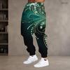 Men S Plus Size Emerald Gem Printed Drawstring Waist Jogger Pants Side Pockets Green Black Cuffed Ankle