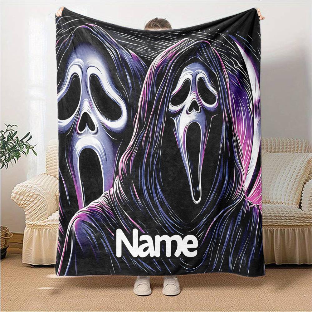 Custom Name Grim Reaper Humor Party Blanket For Couch Bed Plush Cozy Fuzzy Blanket Super Soft Warm Blankets For Fall And Winter 0916130