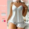Kvinder Sexet Stropløs og Shorts To Delt Imitation Silke Nattøj Sommer Afslappet Hjemme Loungewear