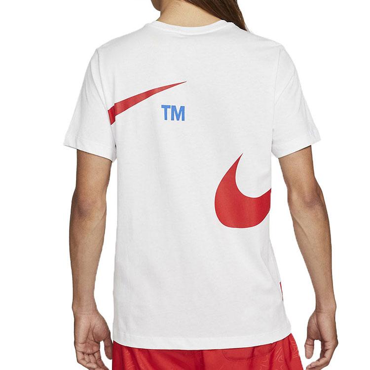 Nike Sportswear Double Swoosh Large Logo Print Crew Neck Short Sleeve T-Shirt Men Tops White DD3350-100