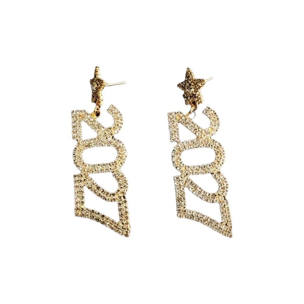 Rhinestone 2027 Digital Earrings Fashion Long Drop Earring Jewelry New Year Earrings Christmas