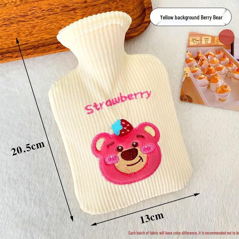 Fumaide Striped Strawberry Bear Pocket Hot Water Bottle Set