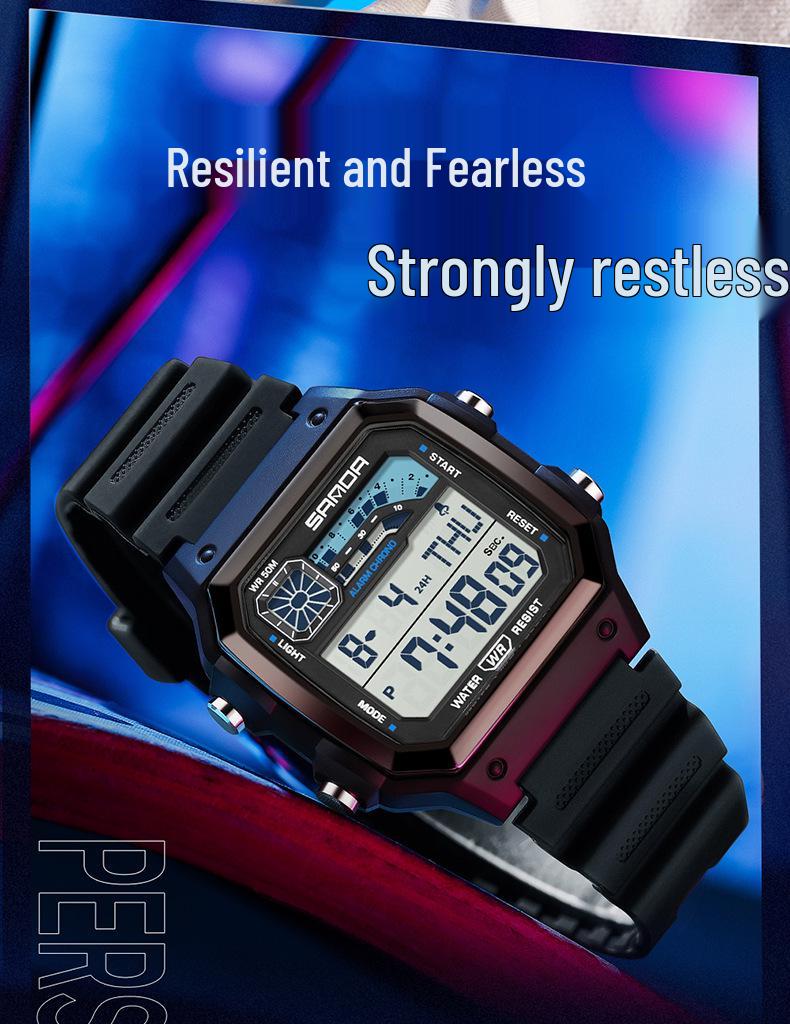 SANDA Square Multi-Function Digital Sports Watch: Waterproof, Luminous, Ideal for Students and Parties
