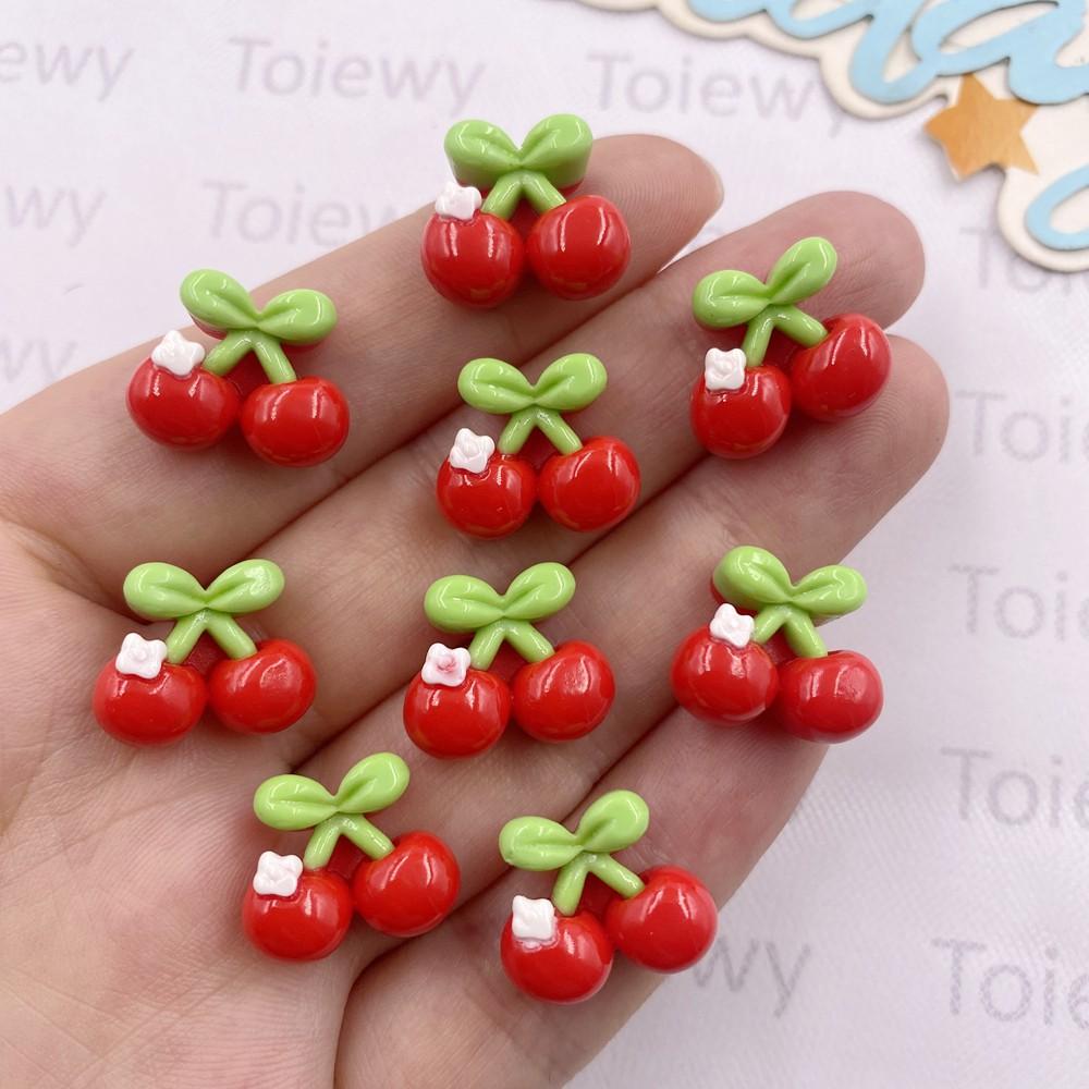 24pcs Colorful Kawaii Cartoon Bowknort Red Cherry Flat Back Stone DIY Wedding Bow Jewelry Applique Home Decor Crafts Accessories