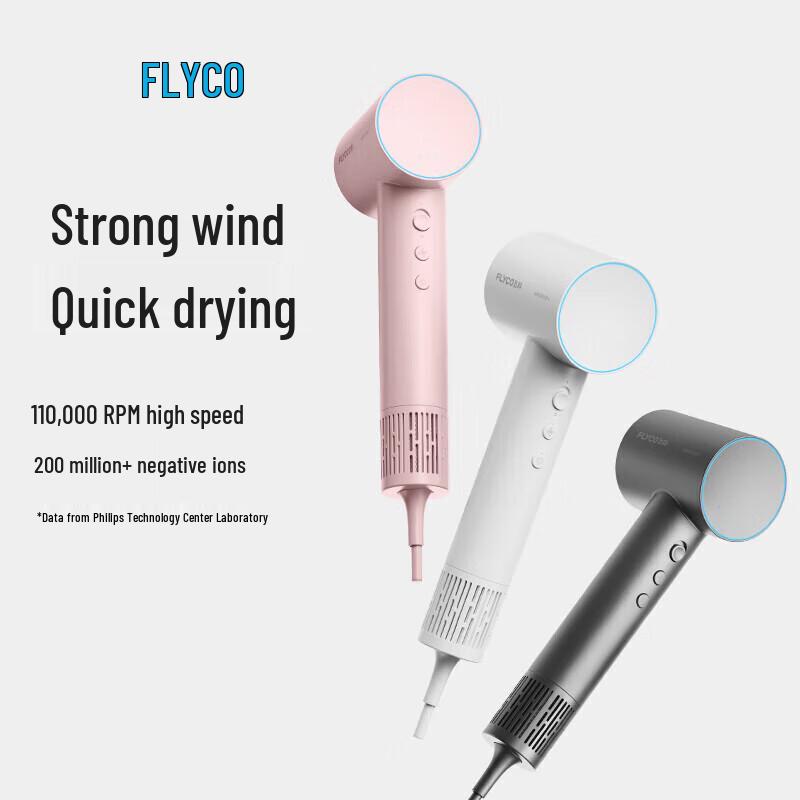 FLYCO High-Speed Ionic Hair Dryer CN plug (adapter included)
