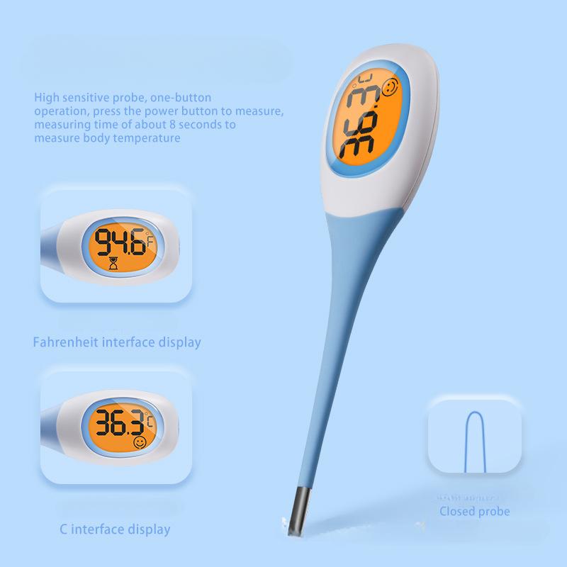 

Электронный термометр Высококачественный 8-секундный термометр для быстрого измерения с ЖК-дисплеем для взрослых и детей с мягкой головкой, для полости рта и подмышек, по шкале Фаренгейта и Цельсия синий