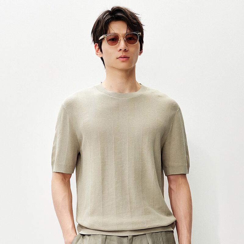 Men s Mulberry Silk Linen Blend Short Sleeve Knit T-Shirt L