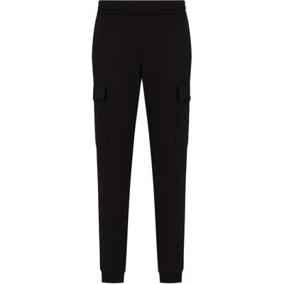 EA7 FW24 Solid Logo Elastic Waist Cuffed Casual Pants Men Pants Black 8NPP68-PJVTZ-1200