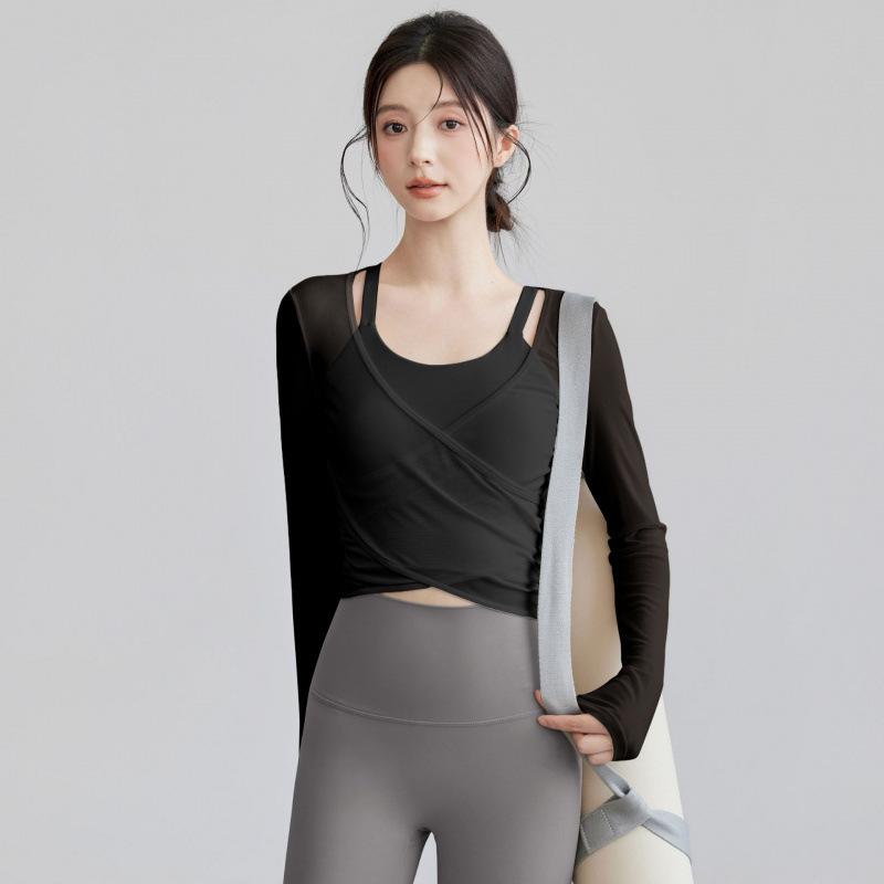 Premium Yoga Suit Women's Sports Top Skinny Long Sleeves Skinny Running Training Pilates Fitness Suit Spring