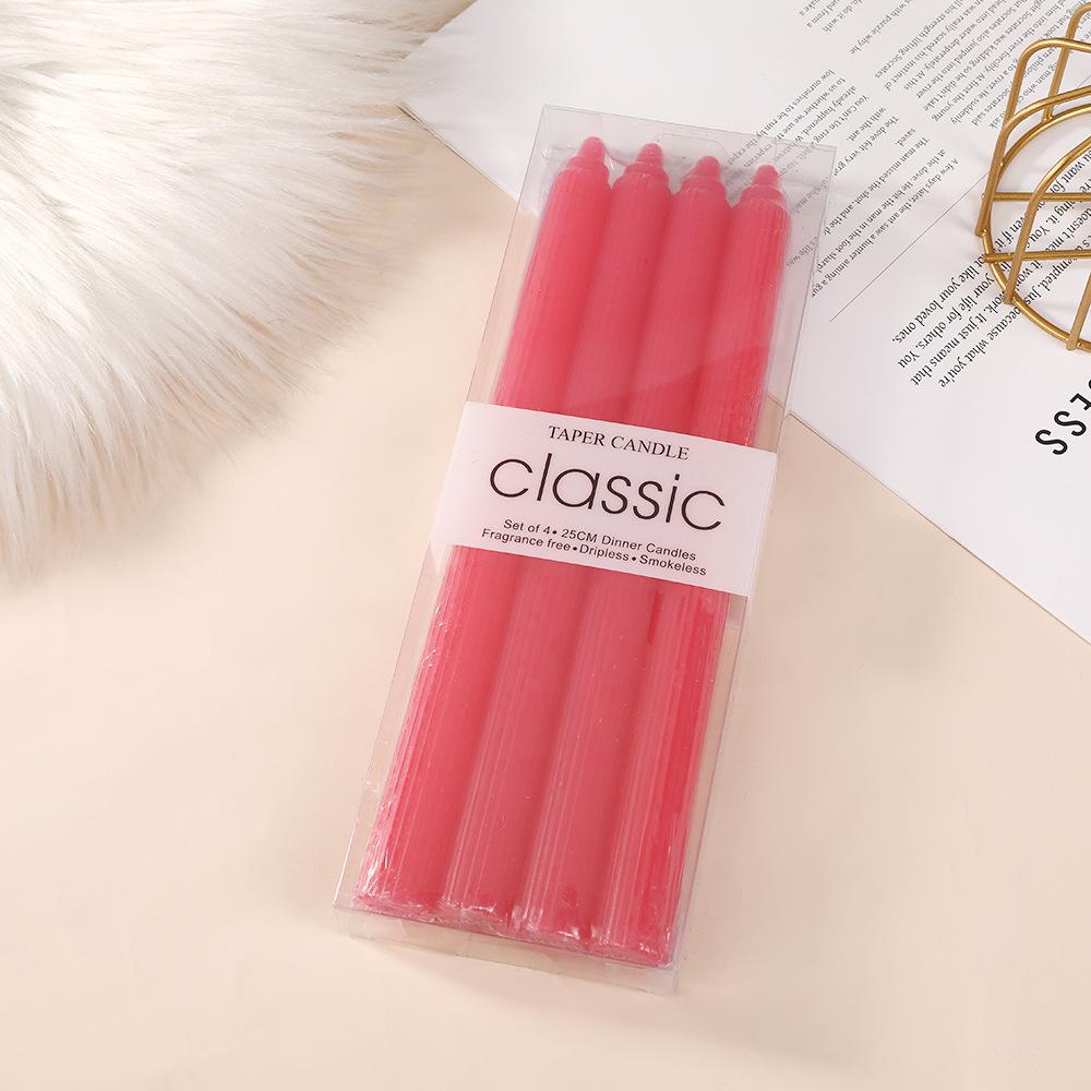

25cm European Macaron Vertical Pattern Long Rod Candle Creative Candlelight Dinner Western Restaurant Colorful Wedding Rod Wax Red 2.0 * 25