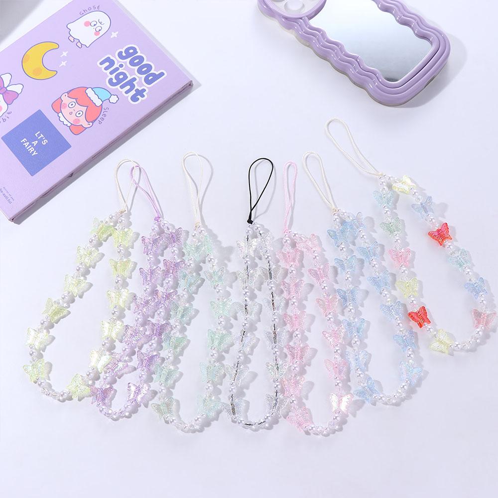 Telephone Jewelry Phone Lanyard Anti-Lost Rope Mobile Strap Beaded Chain Butterfly Phone Chains