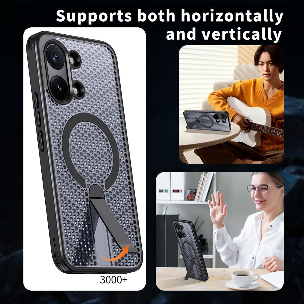 KEYSION Dutý kryt pro odvod tepla s MagSafe pro Xiaomi POCO X8 Pro Max Magnetické chlazení Skrytý stojánek Nárazuvzdorný kryt telefonu