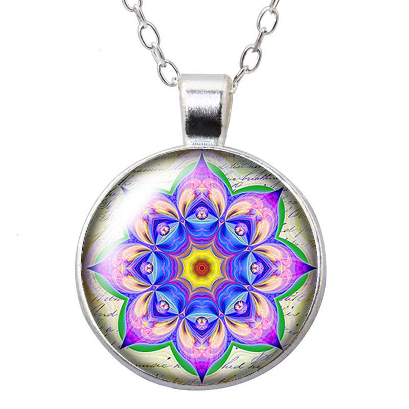 Buy Beauty Patterns Flowers Colorful Photo Silver color/Bronze Pendant ...