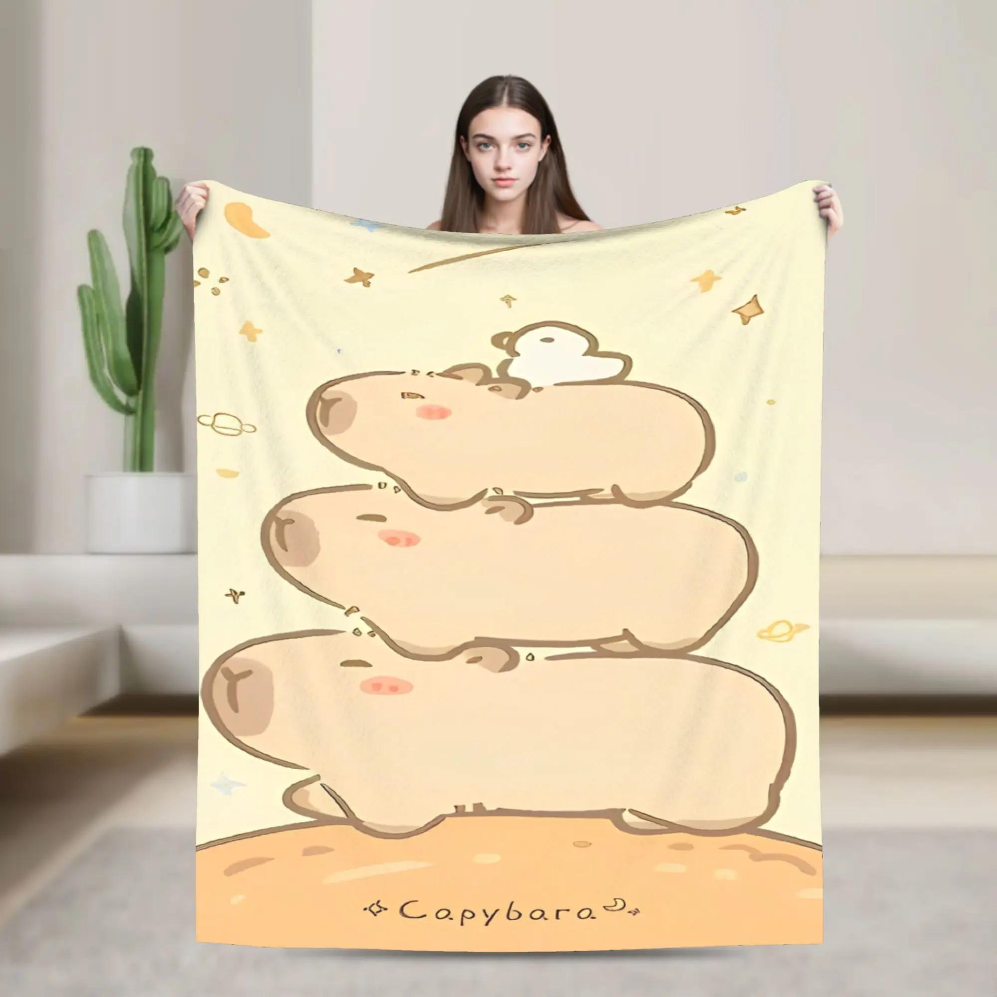 Cute Capybara Blanket  Fuzzy Throw Blankets Bedroom Sofa Decoration Soft Warm Bedspreads 75x90cm