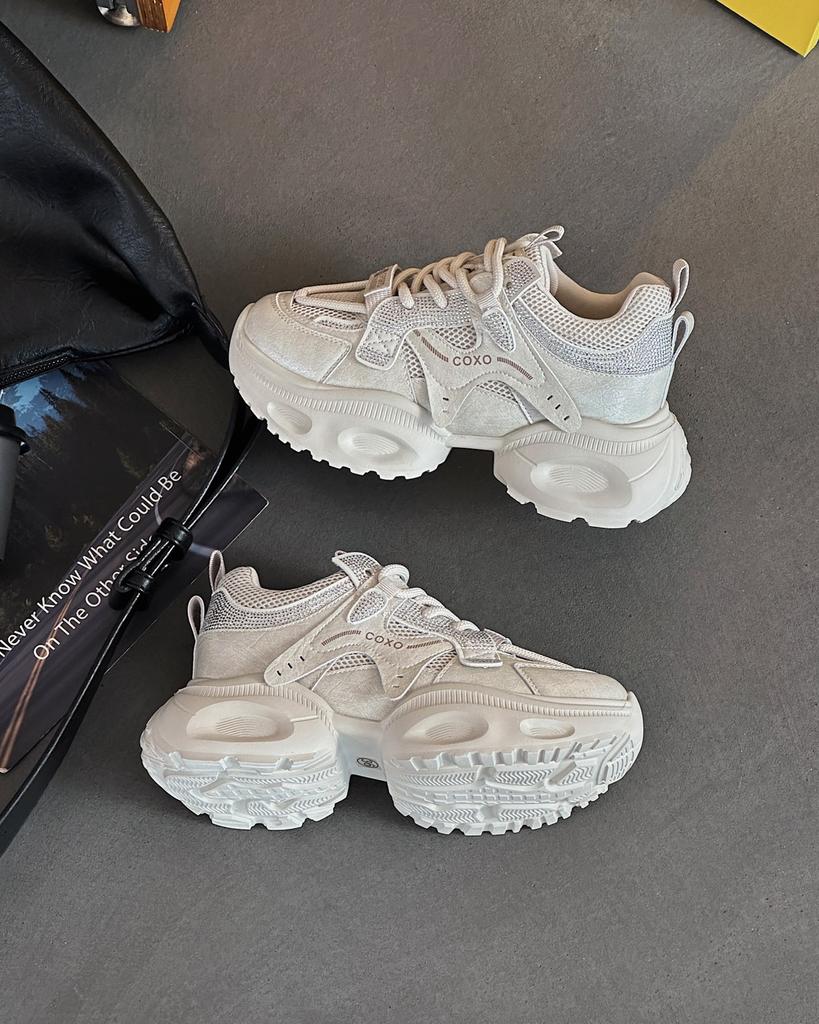 Muffin platform leather dad shoes women's 2025 autumn new popular small light casual versatile sports shoes