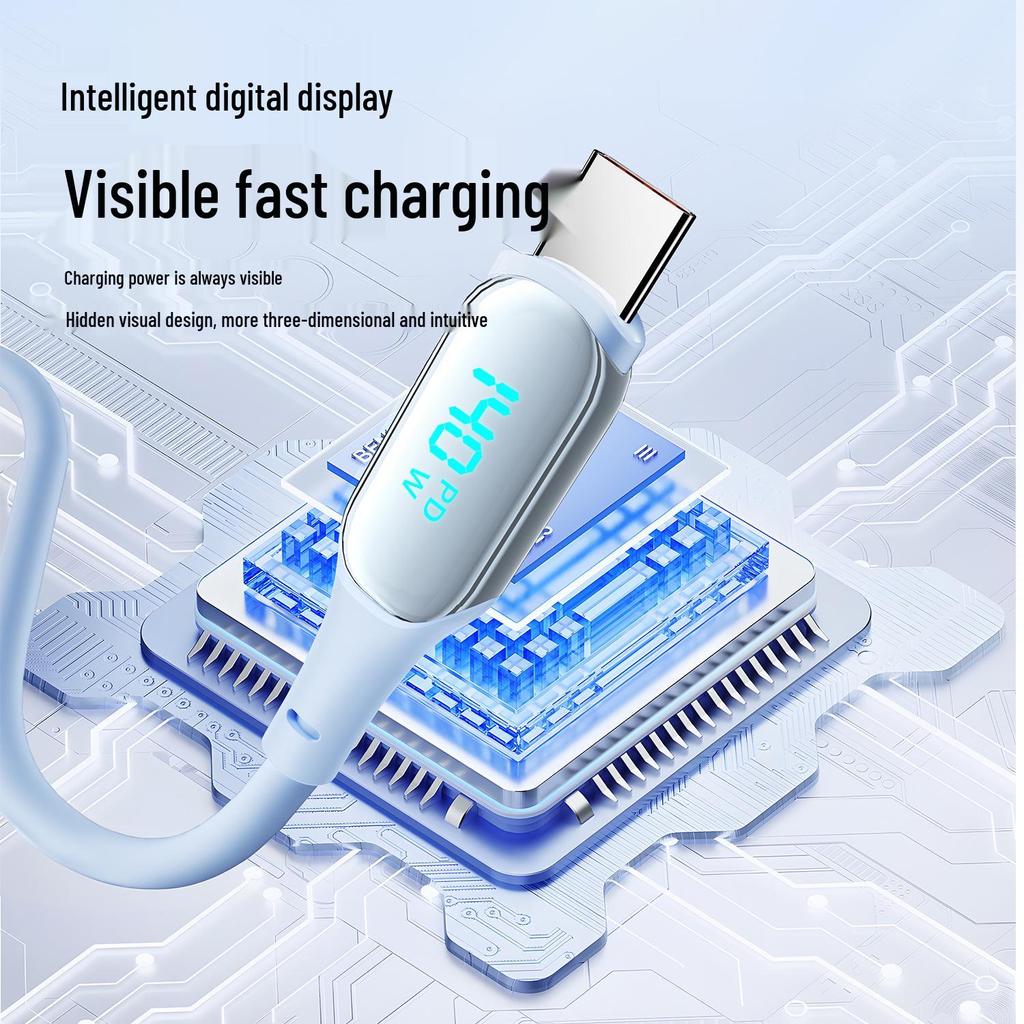 140W Dual Type-C Fast Charging Cable with LED Power Display
