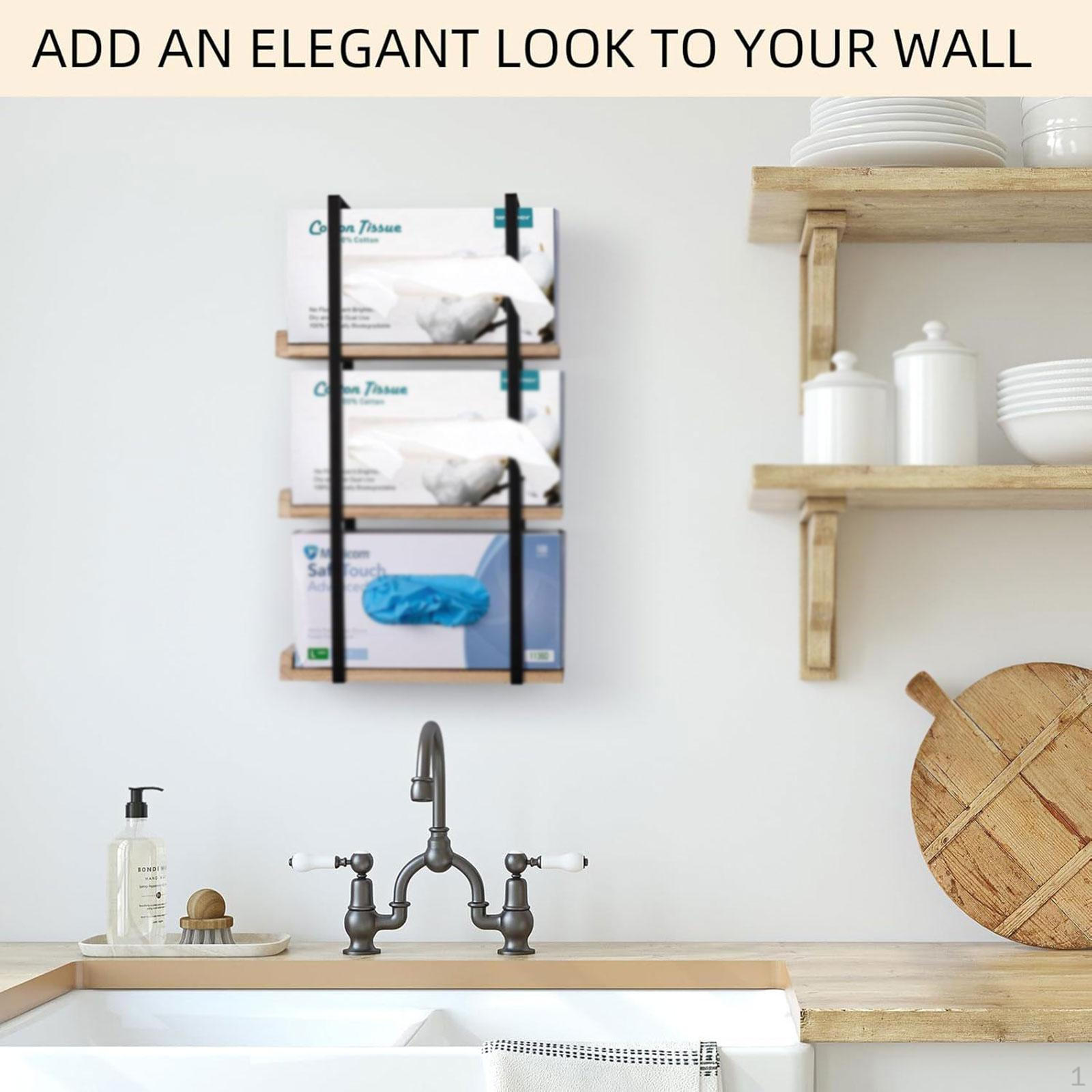 

Wall Mount Holder Dispenser Sturdy Organizer Tissue Storage Rack Multipurpose for Restaurant Kitchen