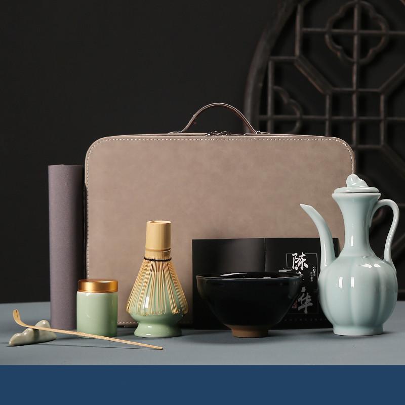 7ks/sada Ručně vyráběná Sada nástrojů na matcha čaj pro domácnost Snadno čistitelná Stojanová sada Miska Metlička Naběračka Dárková Ceremonie Tradiční japonské čajové sady