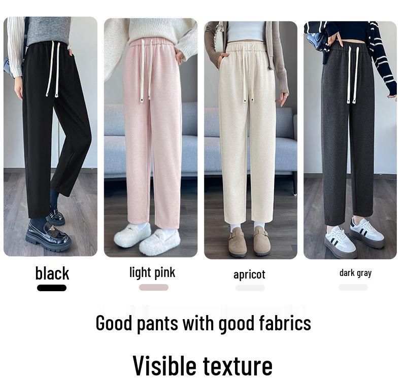 High-Waisted White Fleece-Lined Wide-Leg Women's Straight-Leg Pants, Winter 2025 Collection