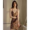 Women's Leopard Print V-Neck Sleeveless Slip Mini Nightgown