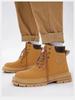 Casual Boots Leather Lace-up Big Head Tooling Boots Work Shoes Autumn Winter Thick Bottom High Top Non Slip Warm
