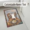 Cat Art Theme Soft Crystal Velvet Rug Custom Name & Text Print Non Slip Floor Rug for Bedroom Living Room