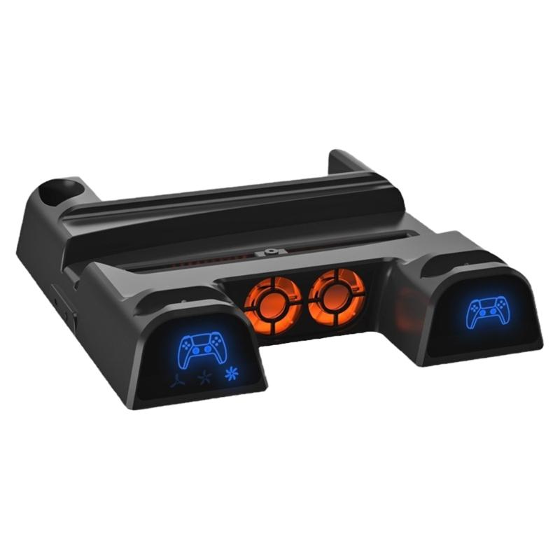 

Vertical Cooling Base Controller Charger Holder Stand for P5 Host Built-in Disc Storage Slot with LED Indication чорний