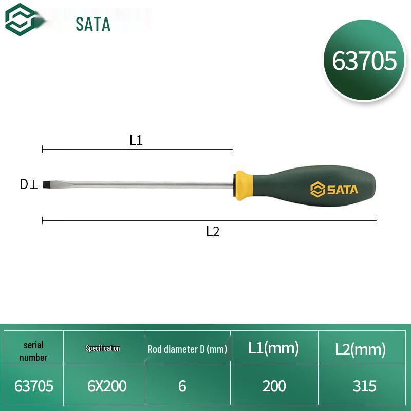 SATA 63705 G Series Flat-Head Screwdriver 6x200mm