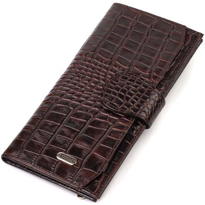 Excellent Banknote for Men Made of Genuine Leather with Crocodile Embossing CANPELLINI 21917 Brown