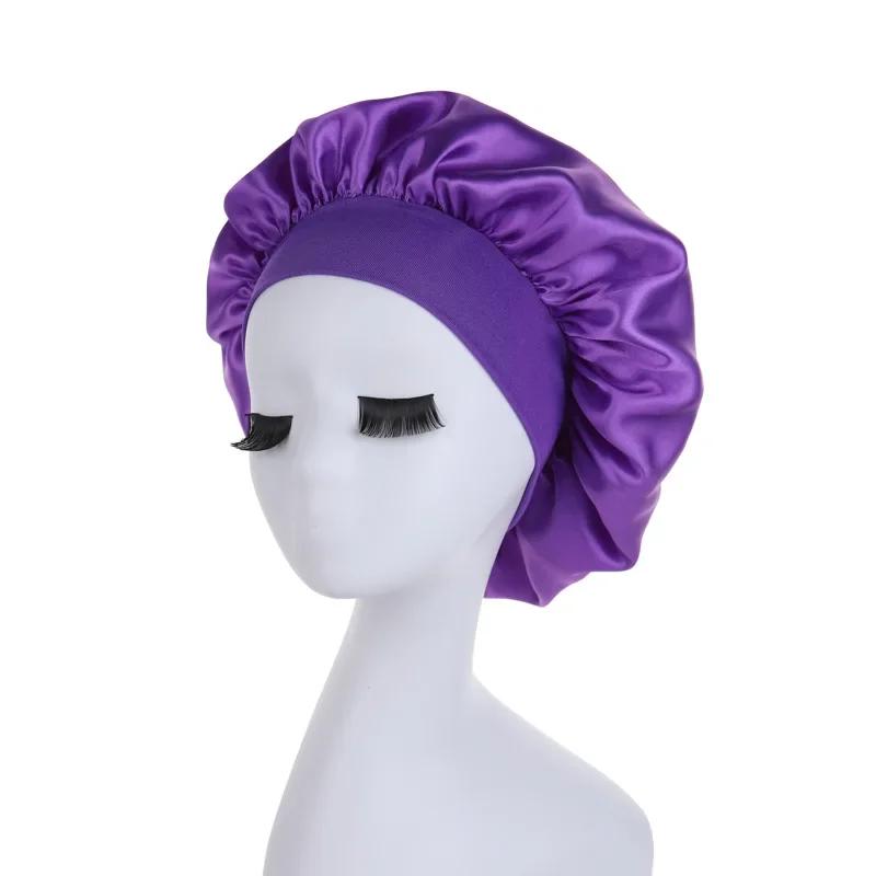 Women Sleeping Caps High Elastic Satin Solid Sleeping Hat Shower Cap Hair Hat for Daily Use and Beauty Women Styling Accessories