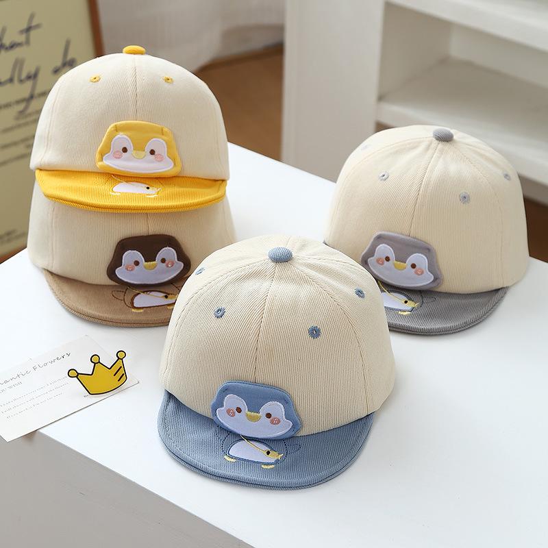 Unisex Baby Penguin Soft Brim Baseball Cap - Adjustable Sun Protection Hat for Autumn