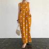 Shipped, European and American summer new women's clothing long dress polka dot printing pocket loose dress