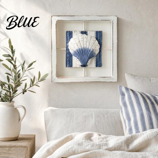 American Country Home Art 3D Beach Wooden Frame Wall Art  Coastal Style Starfish/Conch/Shell Decor  Ocean House Ornaments Inspired Mount Decor